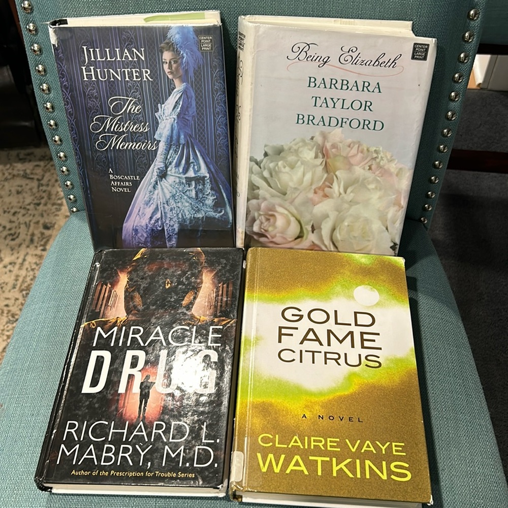 Lot of 4 LARGE PRINT adult books, EUC hardcover